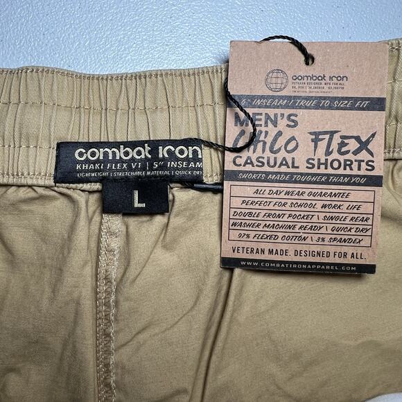 Combat Iron Men’s Chico Flex Casual Shorts Khaki Size Large New With Tags - Picture 4 of 4
